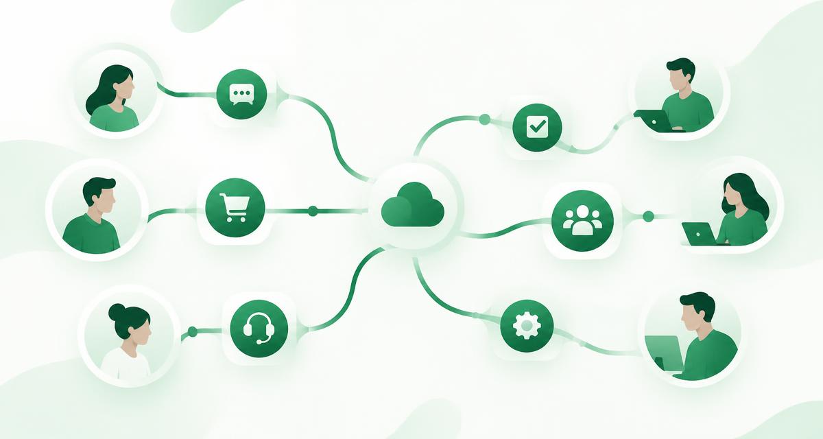 Abstract green illustration representing connected CRM and HR workflows